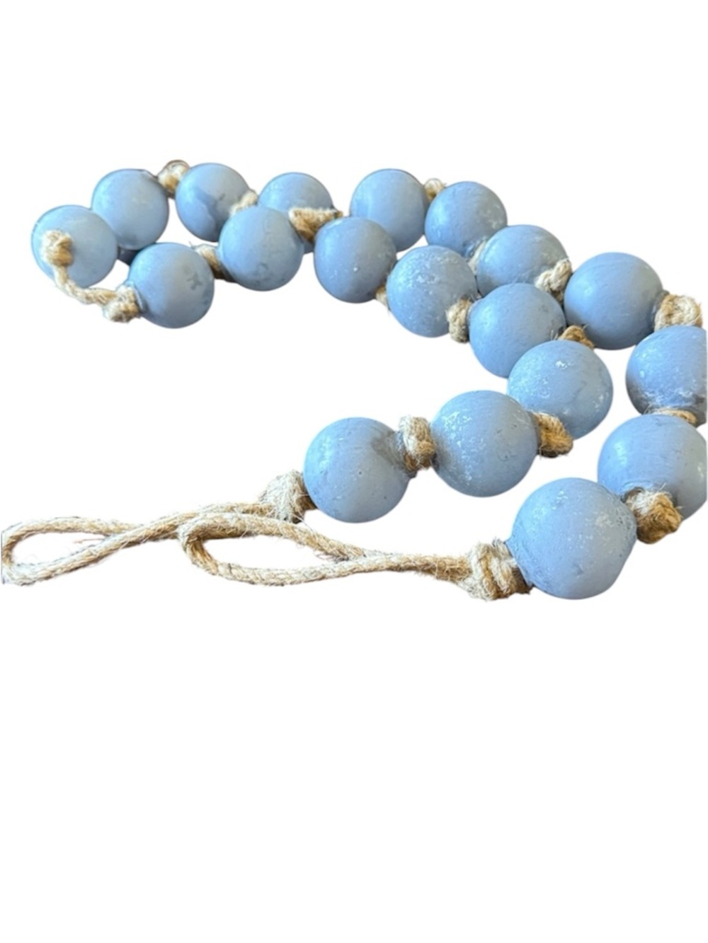 BlueGray Beaded Glass like Garland with Twine Table Home Decor